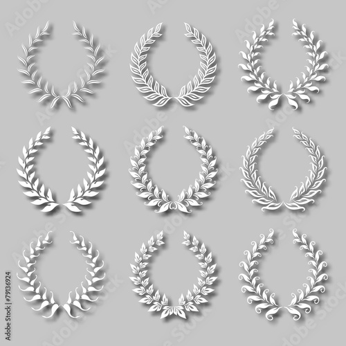 Set of vector laurel wreaths