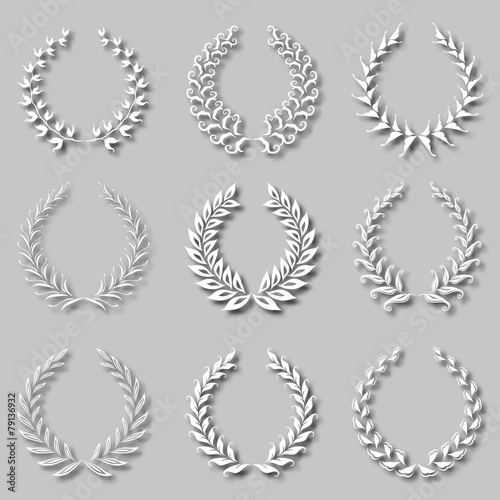 Set of vector laurel wreaths