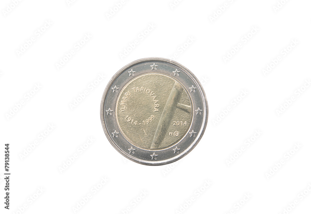 Commemorative 2 euro coin of Finland isolated on white Commemorative 2 euro coin of Finland isolated on white