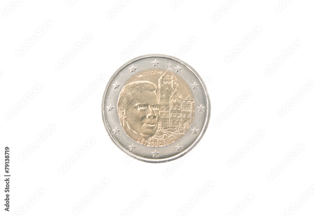 Commemorative 2 euro coin of Luxembourg minted in 2008 Commemorative 2 euro coin of Luxembourg minted in 2008