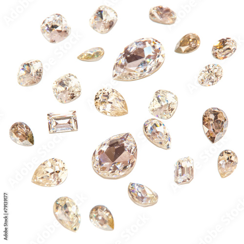 Crystal strasses on a white background. isolated