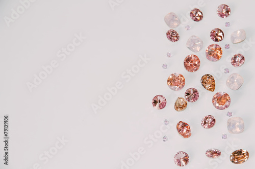 Crystal strasses on a white background. isolated