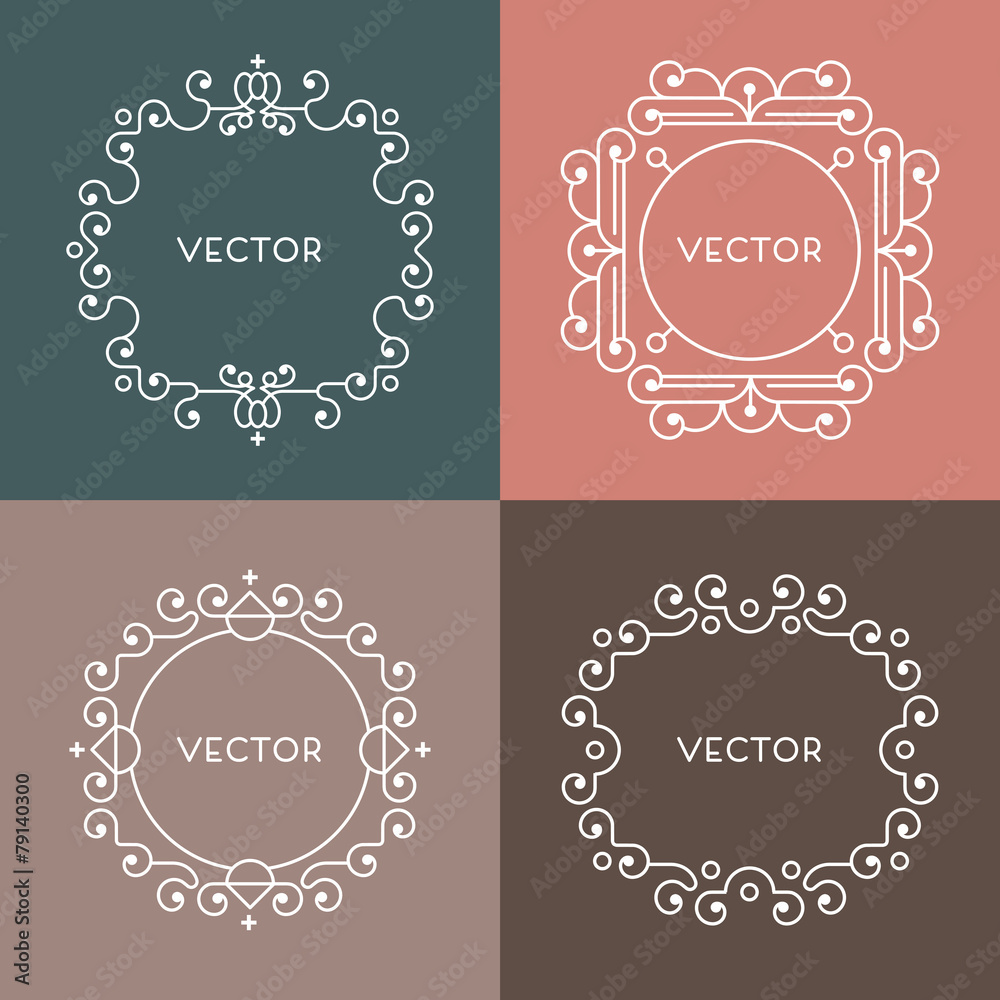 Geometric frame Set in trendy mono line style.