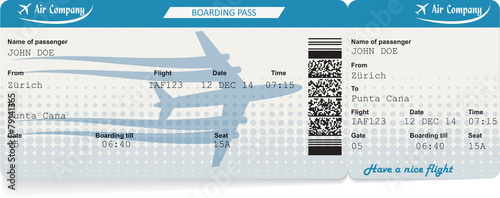 Vector image of airline boarding pass ticket
