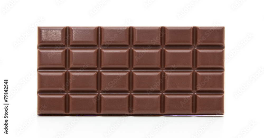 Fine block of chocolate. All on white background.