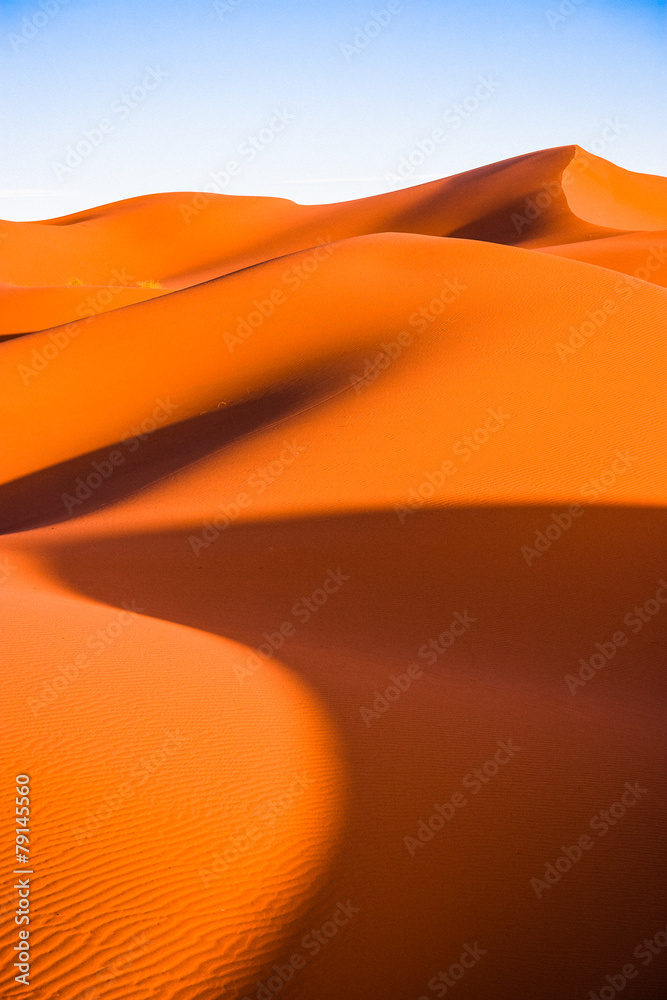 Sand Dunes in the Sahara Desert in Morocco - obrazy, fototapety, plakaty 