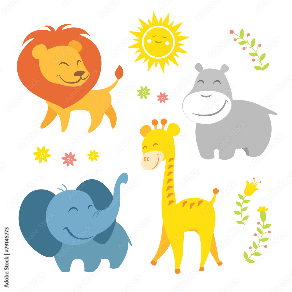 Naklejka premium Cute african animals