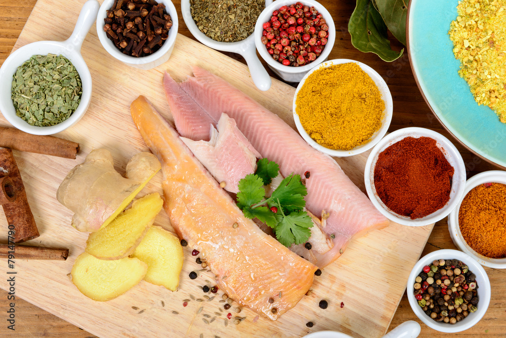 fish fillet with assortment of spices fish fillet with assortment of spices