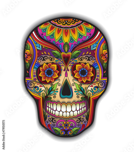 Print mexican traditional scull for T-shirt