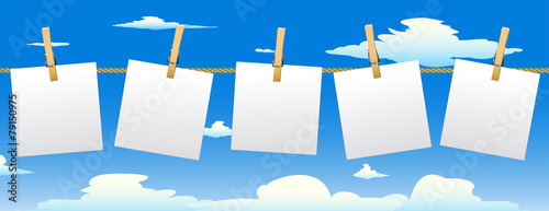 Banner with five paper notes.