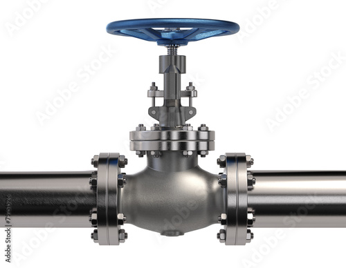 Industrial Pipe Valve on White Background
