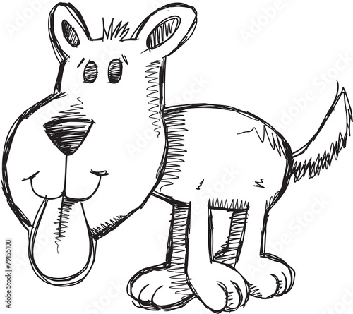 Doodle Sketch Puppy Dog Vector Illustration Art