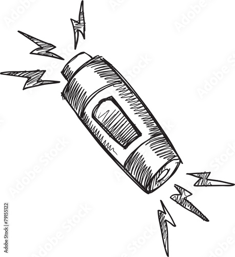 Doodle Sketch Battery Vector Illustration Art