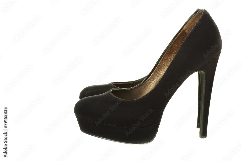 female black suede shoes isolated female black suede shoes isolated