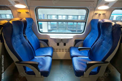 Interior of the train of the long-distance message in Europe