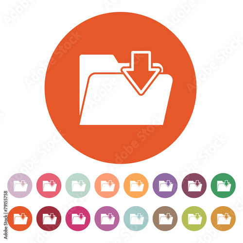 The folder icon. File download symbol. Flat