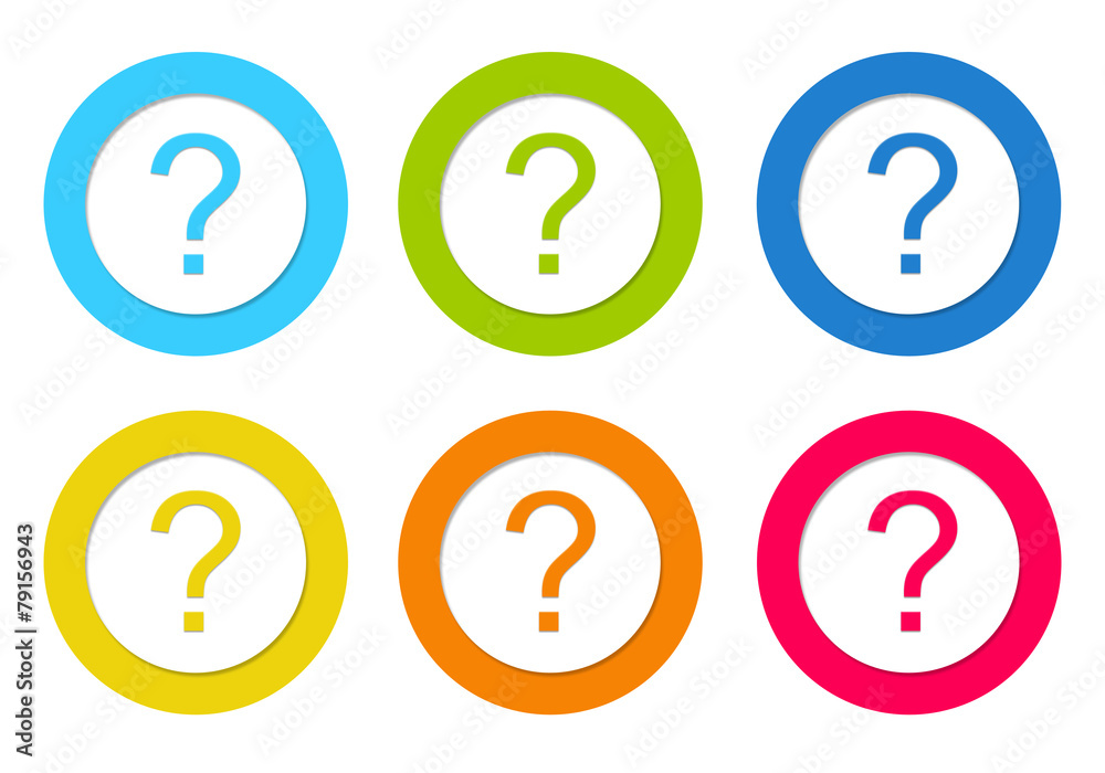 Colorful rounded icons with question mark symbol Colorful rounded icons with question mark symbol