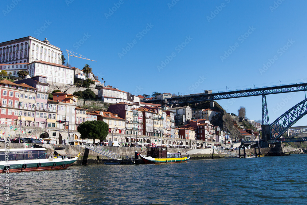 Porto city at Douro river, Portugal.