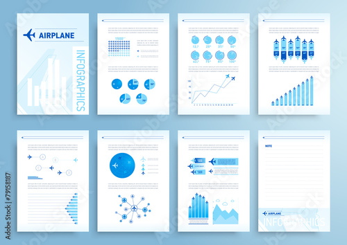 Infographics elements airplane report brochure