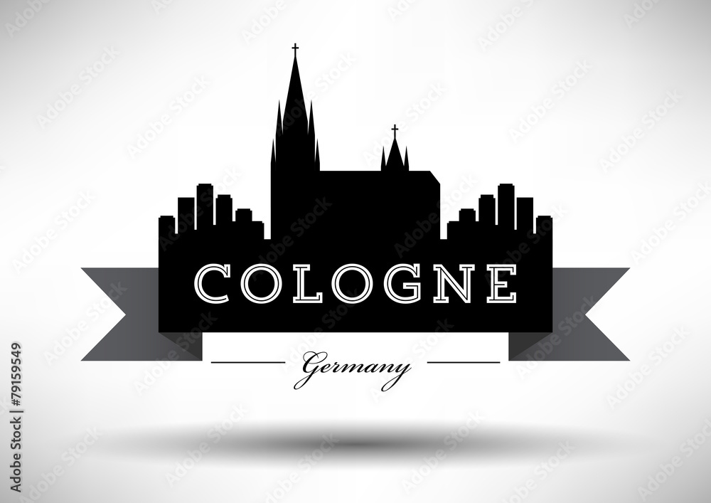 Cologne Skyline with Typographic Design