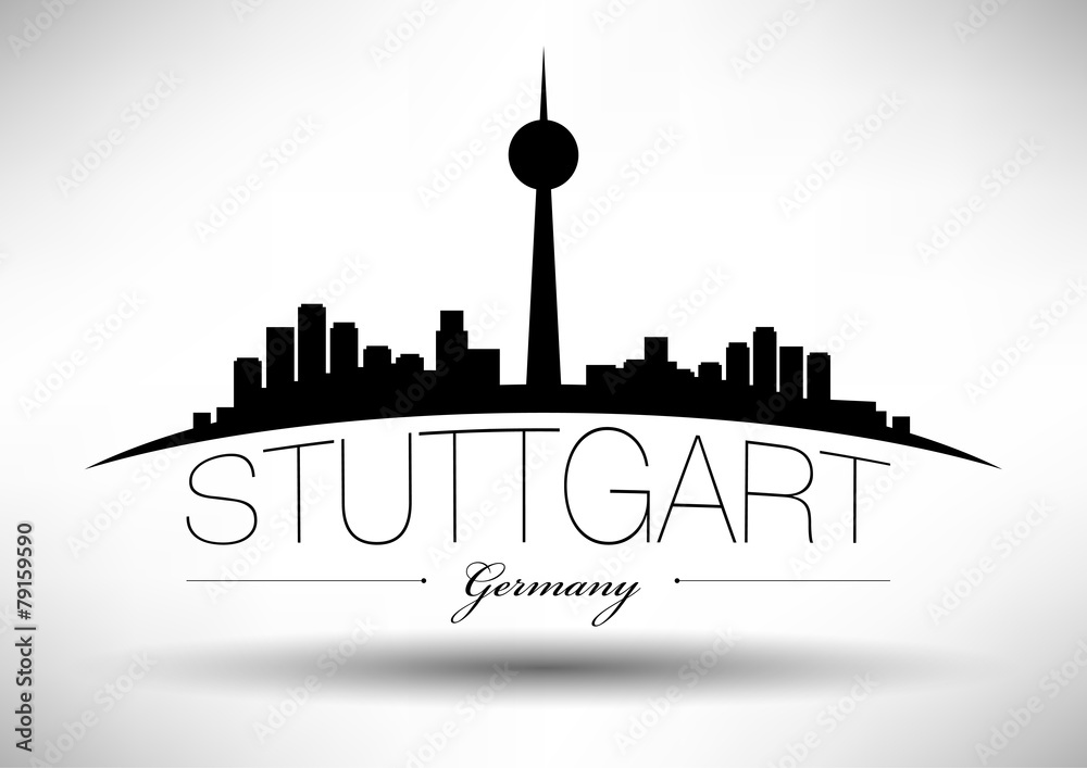 Obraz premium Stuttgart Skyline with Typographic Design