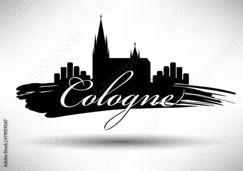 Cologne Skyline with Typographic Design