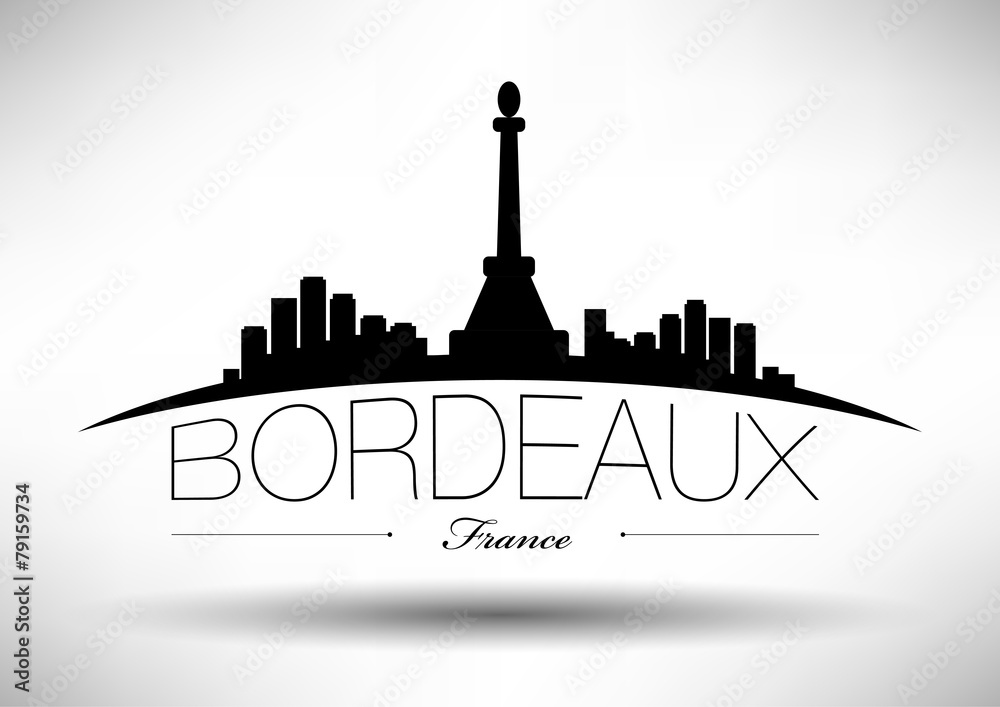 Bordeaux Skyline with Typographic Design