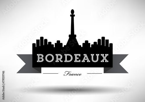 Bordeaux Skyline with Typographic Design