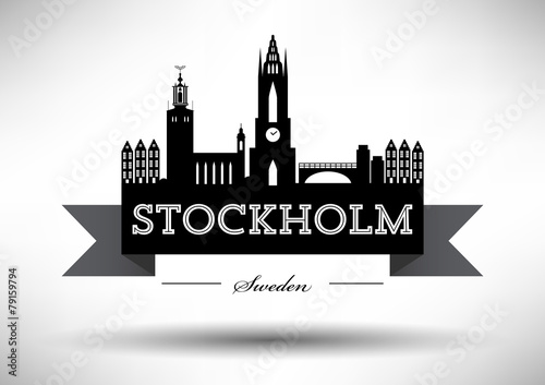 Photography Stockholm Skyline with Typographic Design