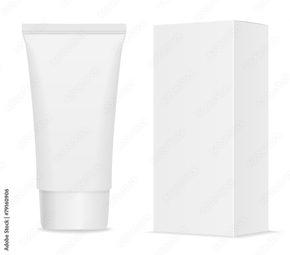 Cream tube and packaging. Place for your text. Cream tube and packaging. Place for your text.
