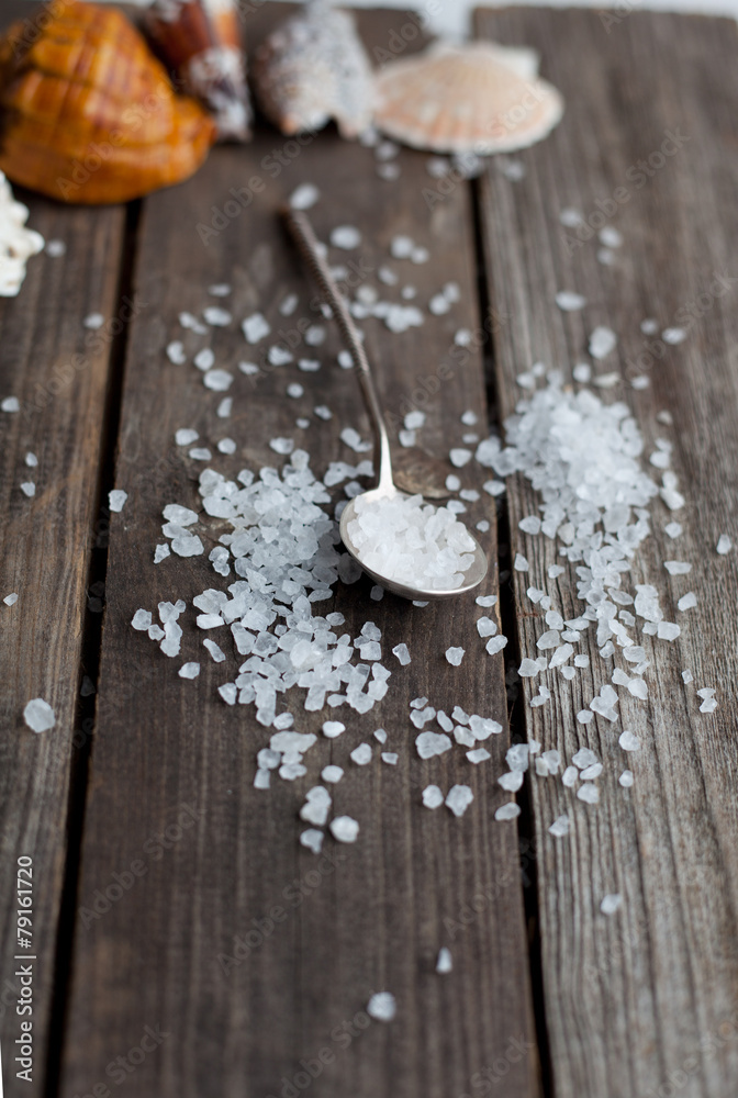 sea salt crystals in a silver spoon