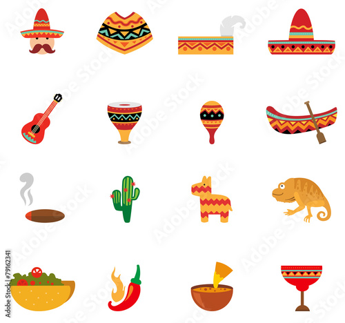 mexico icons vector