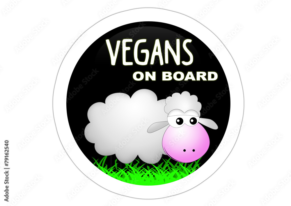 Obraz premium Vegans on Board / Sticker / Sheep /