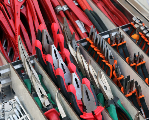 pliers and cutters for sale in hardware store photo