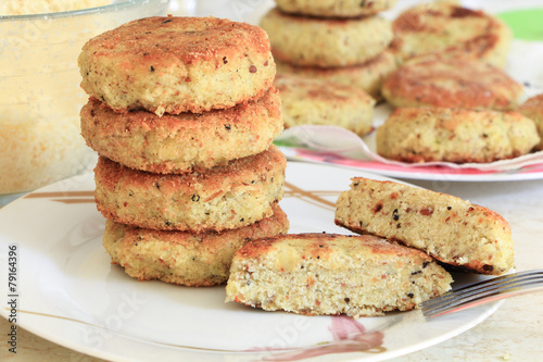 Vegan sea burger patties closeup background photo