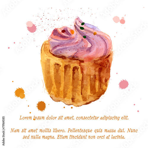 Cupcake with colorful shavings and cream decoration