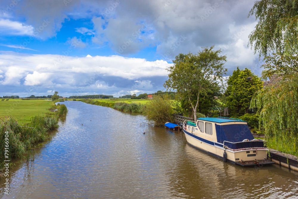 Boating Landscape Ritsumazijl, Friesland, Netherlands Boating Landscape Ritsumazijl, Friesland, Netherlands