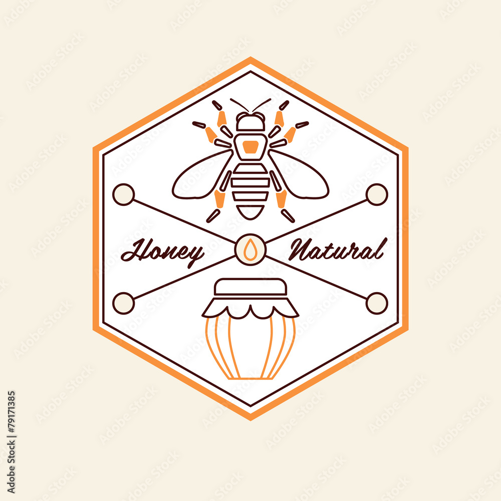 Fototapeta premium Vector set of honey and bees labels, badges