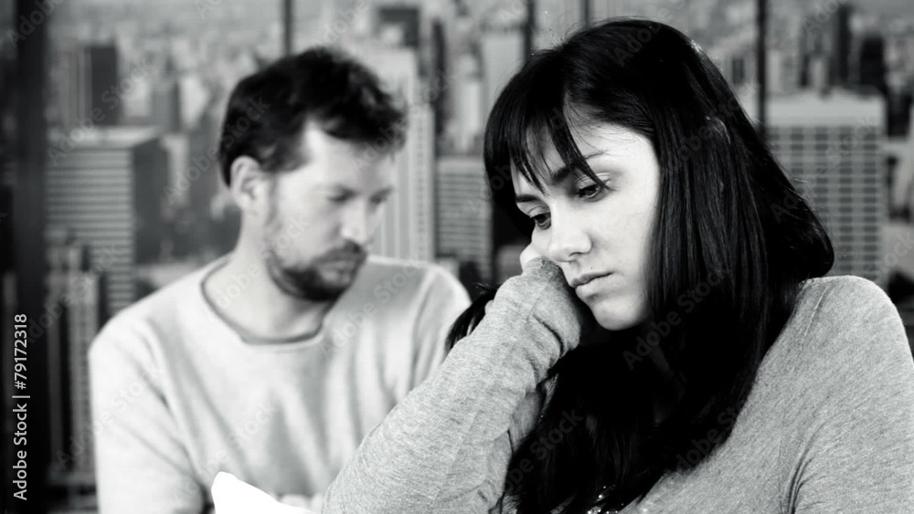 Black and white portrait of couple after fight Black and white portrait of couple after fight