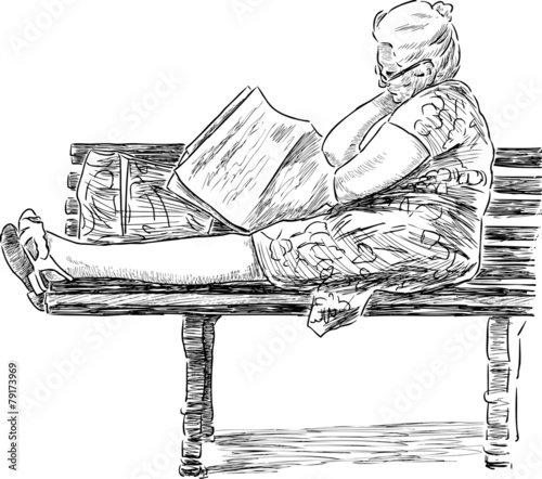elderly woman on a  park bench
