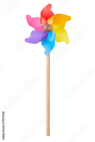 Pinwheel, colorful toy on white, clipping path
