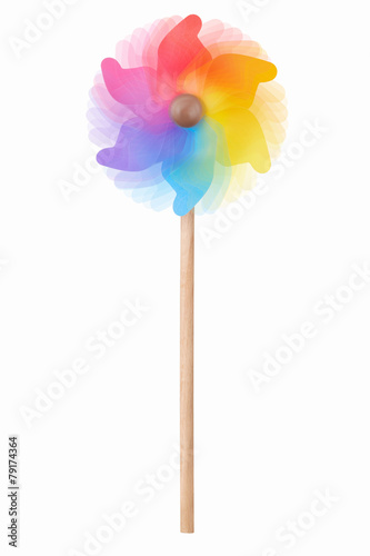 Pinwheel, colorful toy on white, clipping path