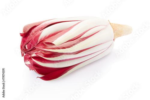 Radicchio, red chicory on white, clipping path