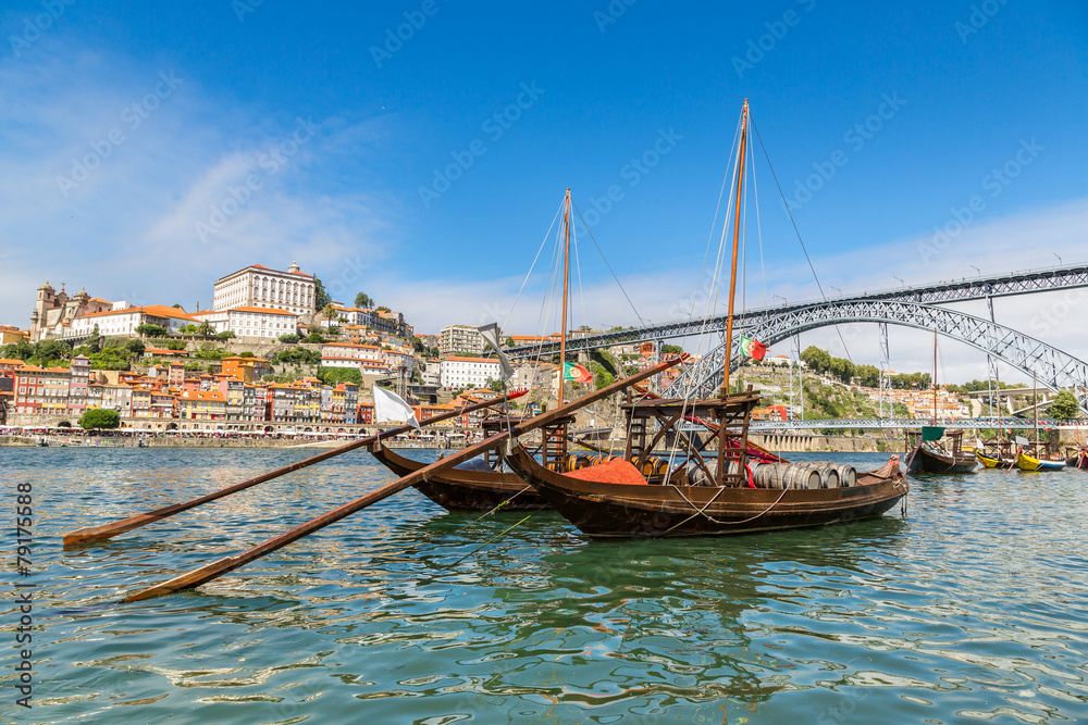 Porto and old  traditional boats