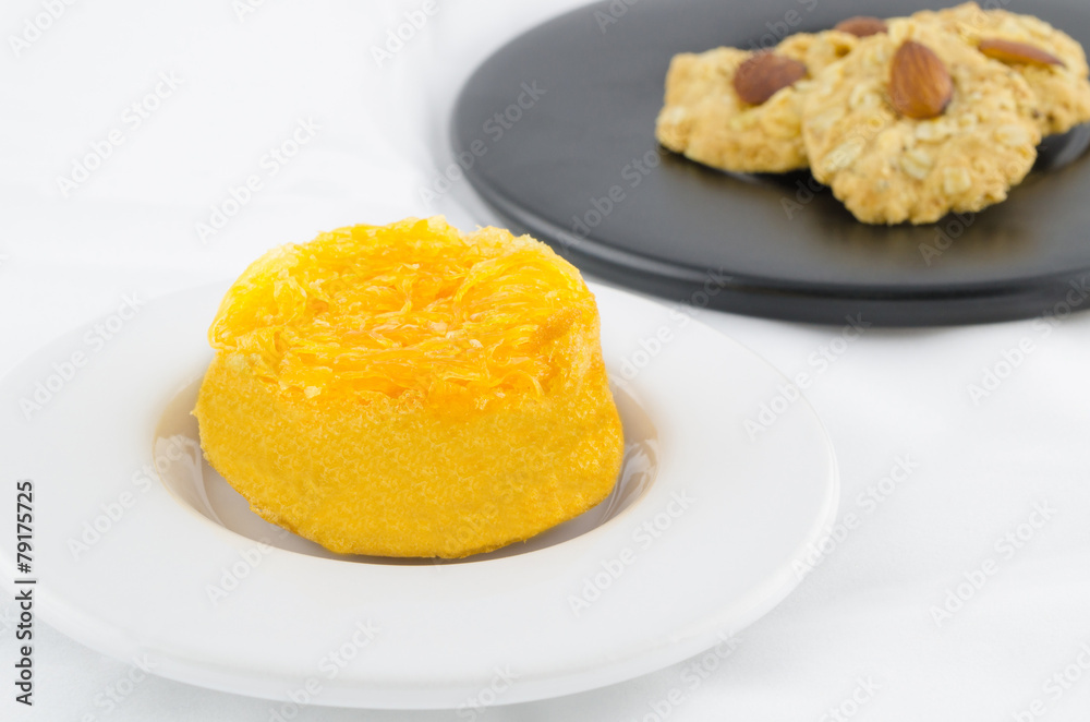 A Golden thread cake and Homemade Almond Cookies A Golden thread cake and Homemade Almond Cookies