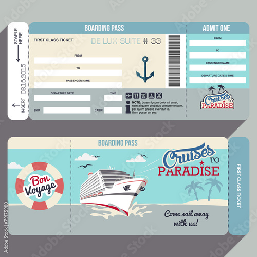 Cruises to Paradise boarding pass design