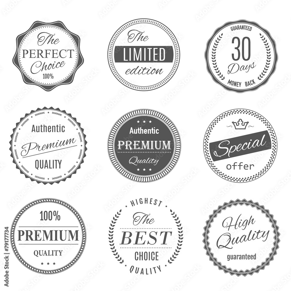 Fototapeta premium retro vintage quality and guarantee labels