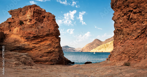 rocky coast on Mediterranean Sea, province of Murcia, Spain