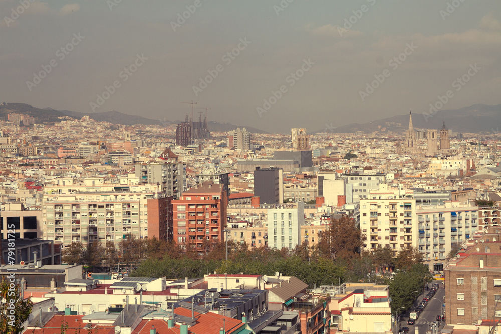 Obraz premium solar hot barcelona top view