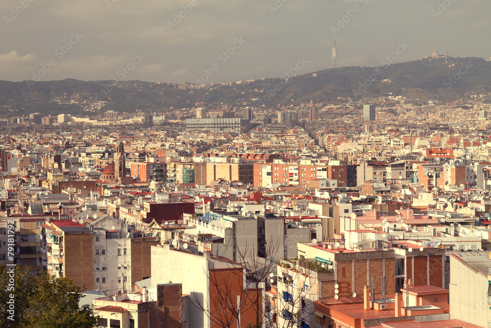 Naklejka premium solar hot barcelona top view